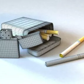 Lighter And Cigarettes In Box 3d model