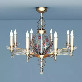 Living Room Classic Bronze Chandelier 3d model