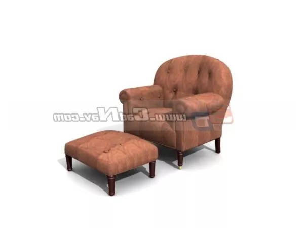 Classic Leather Sofa With Footstool 3d model Classic Leather Sofa With Footstool 3d model