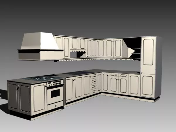 Classic L Shape Home Kitchen Design 3d model Classic L Shape Home Kitchen Design 3d model