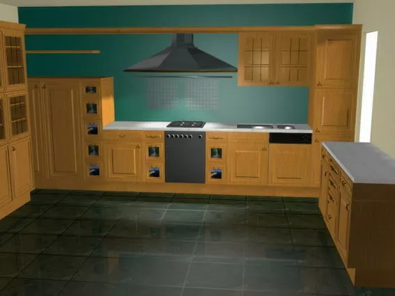 Classic Wooden Open Kitchen Design 3d model Classic Wooden Open Kitchen Design 3d model
