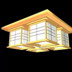 Antique 4 Light Square Ceiling Light 3d model