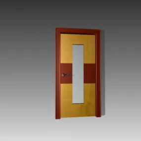Classroom Door Wooden Glass Windows 3d model