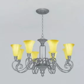 Living Room Contemporary Iron Chandelier 3d model