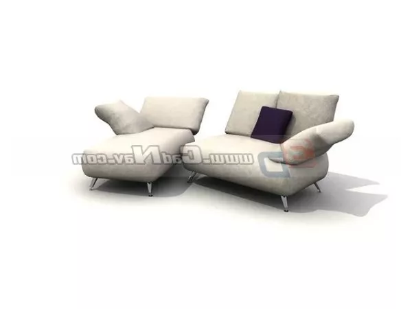 Blue Chaise Longue Recliner Style 3d model