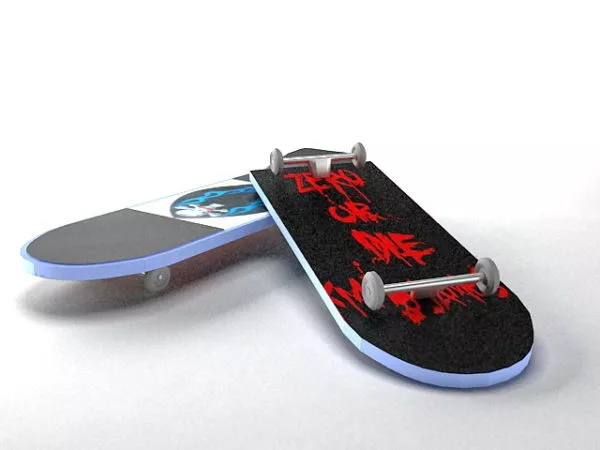 Old Skateboard With Decorative Texture 3d model