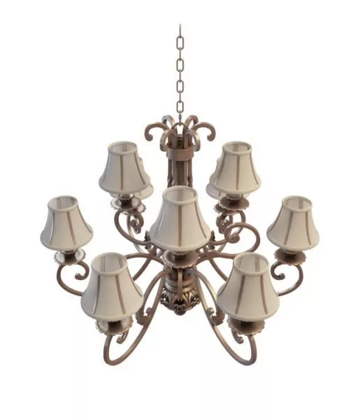 Copper Arm Antique Chandelier With Shades 3d model Copper Arm Antique Chandelier With Shades 3d model