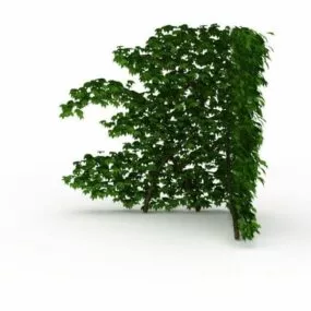Corner Green Leaves Wall Decor 3d model