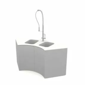 Curved Corner Kitchen Cabinet Sink 3d model