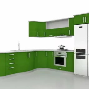 L Shape Corner Kitchen Design 3d model
