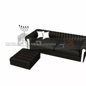 Furniture Corner Sofa With Ottoman 3d model