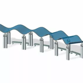 Outdoor Corridor With Roofed Pergola 3d model