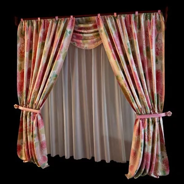 Cotton Print Window Curtain 3d model Cotton Print Window Curtain 3d model