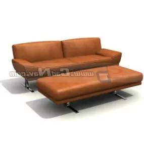 Couch Settee Furniture With Footstool 3d model