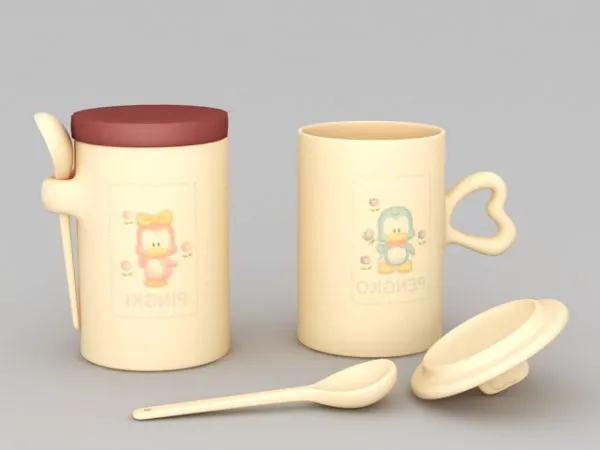 Porcelain Cup Stack Tableware 3d model