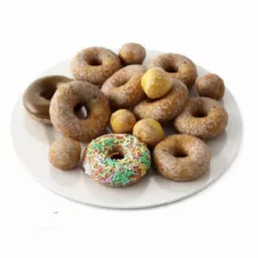 Crispy Doughnuts Food On Plate 3d model
