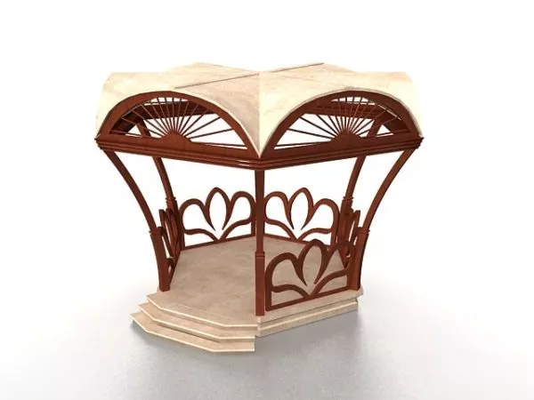 Square Pavilion With Textile Curtain 3d model
