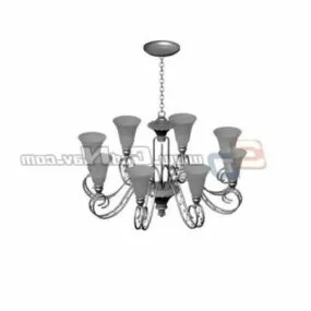 Living Room Crystal Chandeliers Design 3d model