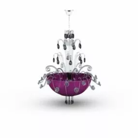 Ceiling Crystal Chandelier Purple Pan 3d model