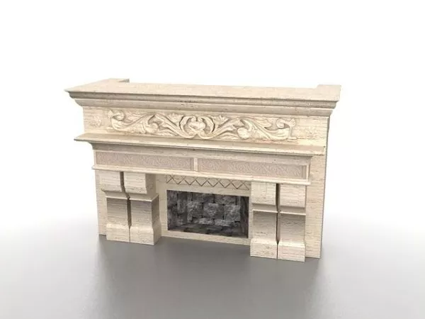 Marble Fireplace With Mirror 3d model