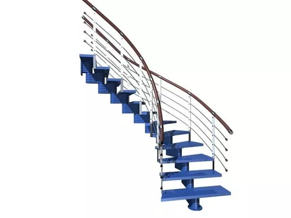 Staircase With Steel Floral Handrail 3d model