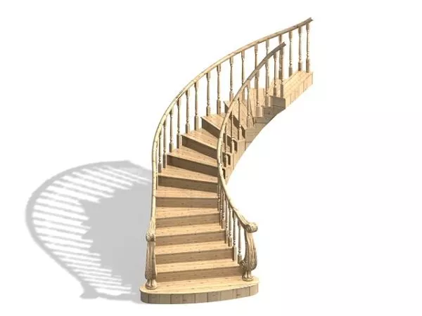 Staircase Wooden Rail 3d model