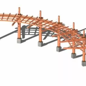 Outdoor Wood Curved Pergola 3d model