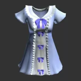 Women Light Blue Dress Fashion 3d model