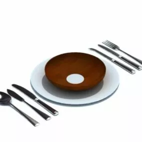 Kitchen Cutlery Sets With Dish 3d model