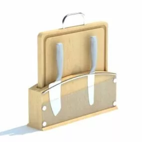 Cutting Board With Knife Holder 3d model