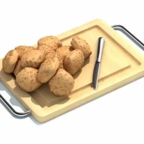 Kitchen Cutting Board Potato Knife 3d model