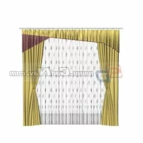 Damask Jacquard Window Curtain 3d model