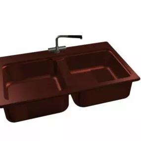 Red Kitchen Sink 3d model