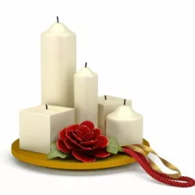 Party Decoration Candles With Flower 3d model