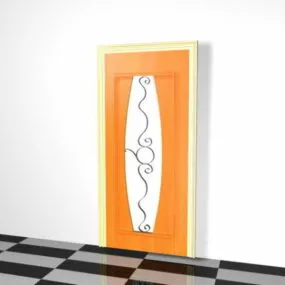 Decorative Home Door With Glass 3d model