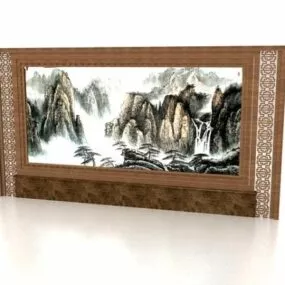 Decorative Chinese Painting Feature Wall 3d model