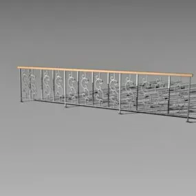 Decorative Home Wrought Iron Porch Railing 3d model