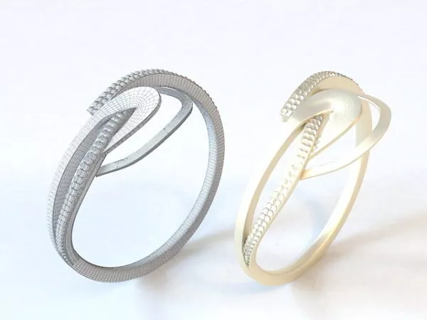 Carved Couple Ring 3d model