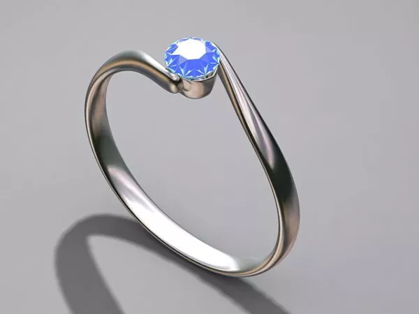 Diamond On Silver Ring 3d model