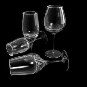 Different Wine Glasses Set 3d model