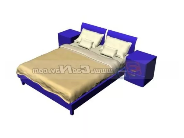 Double Bed Furniture With Bedside Chest 3d model Double Bed Furniture With Bedside Chest 3d model
