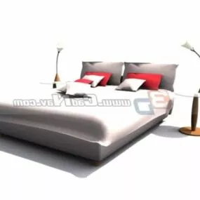 Double Bed Furniture Bedside Lamp 3d model