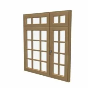 Double Wooden Casement Window 3d model