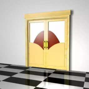 Double Doors Decoration With Glass 3d model