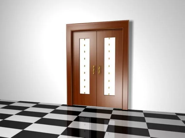 Wood Double Doors With Sidelights 3d model Wood Double Doors With Sidelights 3d model