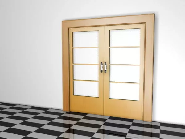 Double Entry Doors Furniture With Glass 3d model Double Entry Doors Furniture With Glass 3d model