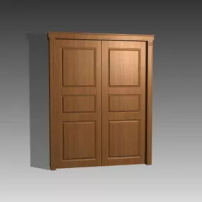 Double Wooden Panel Door 3d model
