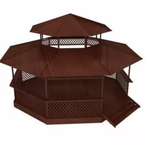 Double Roof Gazebo Building 3d model