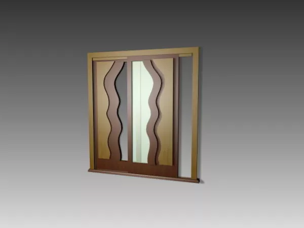 Double Track Home Sliding Door 3d model Double Track Home Sliding Door 3d model