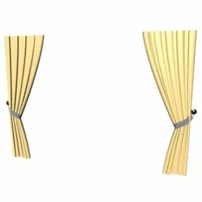 Home Drapes With Banding Curtain 3d model